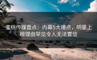 蜜桃传媒盘点：内幕5大爆点，明星上榜理由罕见令人无法置信