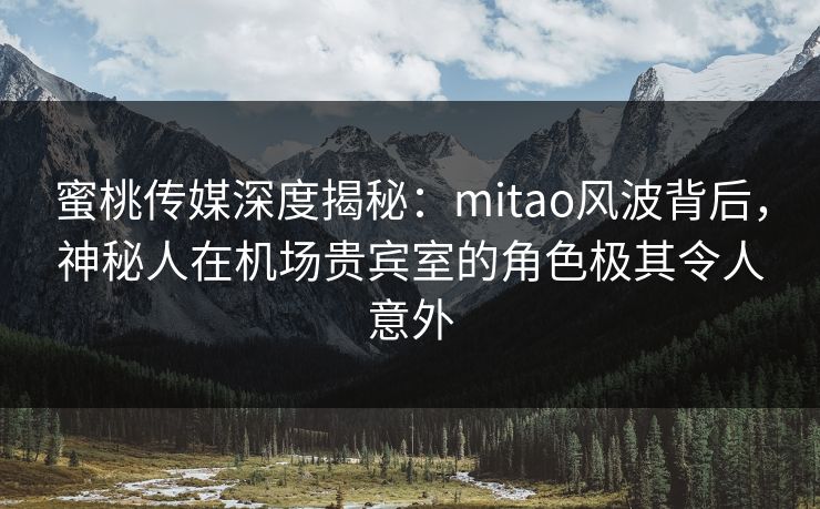 蜜桃传媒深度揭秘：mitao风波背后，神秘人在机场贵宾室的角色极其令人意外