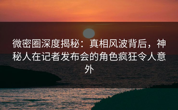 微密圈深度揭秘：真相风波背后，神秘人在记者发布会的角色疯狂令人意外