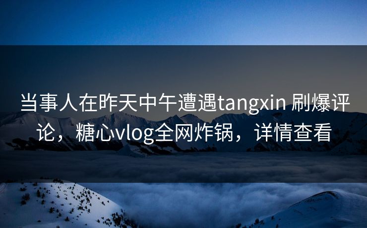 当事人在昨天中午遭遇tangxin 刷爆评论，糖心vlog全网炸锅，详情查看