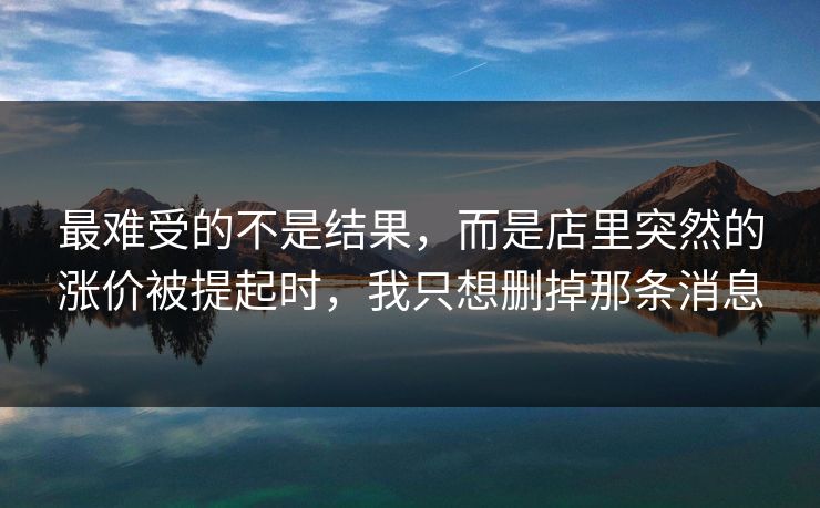 最难受的不是结果,而是店里突然的涨价被提起时,我只想删掉那条消息 最难受的不是结果,而是店里突然的涨价被提起时,我只想删掉那条消息